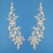 1 Pair Beaded & Corded Floral Lace Applique Embroidered on 100% Polyester Organza 13" x 4" Each Side